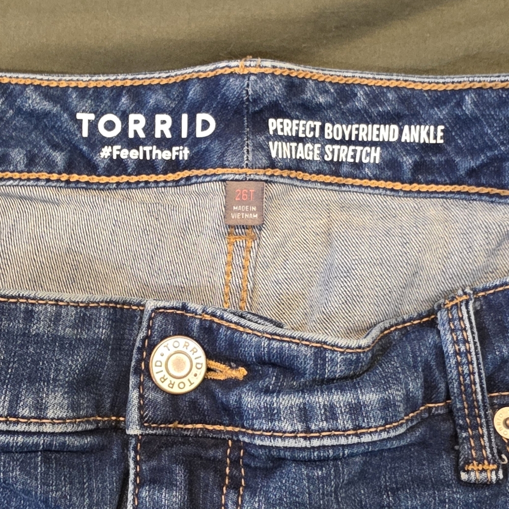 Torrid Perfect Boyfriend Ankle Jeans in Dark Blue